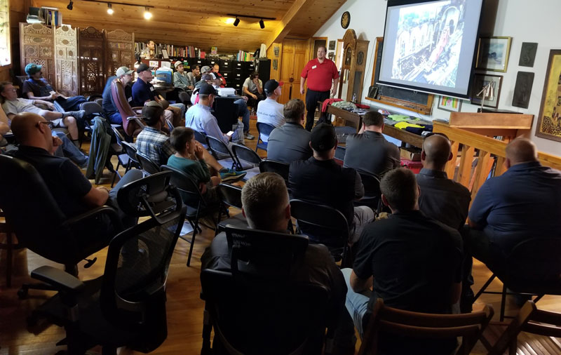Joe Redd of Durable Slate conducts a seminar on soldering safety at the 2025 SRCA Conference in Grove City, PA.